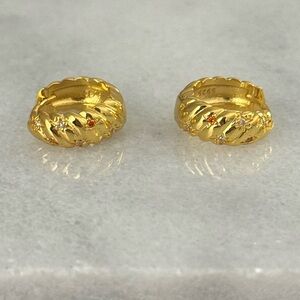 Gold Chunky Crescent Twist Hoop Star Crystal Earrings

 Brand New